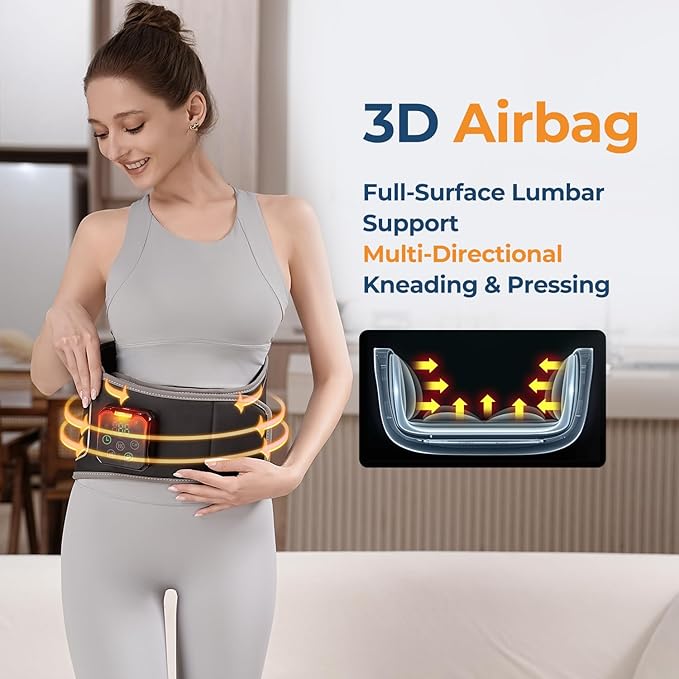 Heating pad for Back Pain Relief, 60” Large Portable Lower Back Massager with 3 Vibration and 4 Heat, Heated Back Brace Gifts for Family Men Women