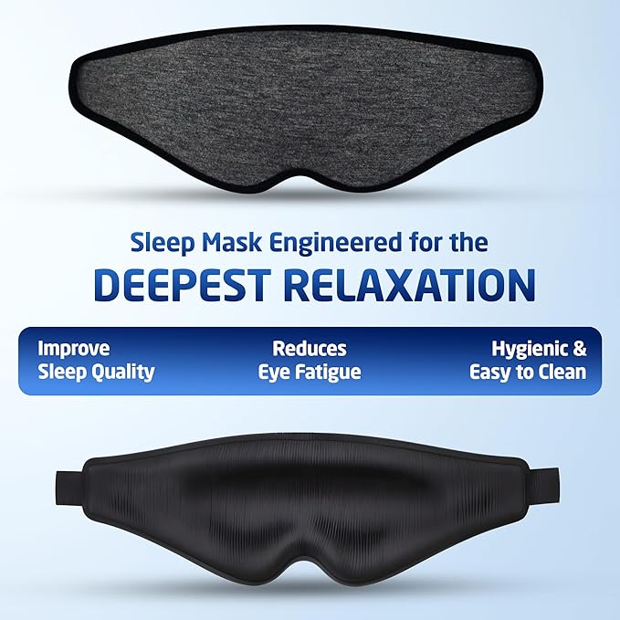 3D Sleep Mask – Enhanced Light Blocking Design with Pressure-Free Fit, Perfect for Travel, Nap & Night Shifts (Dark Gray)