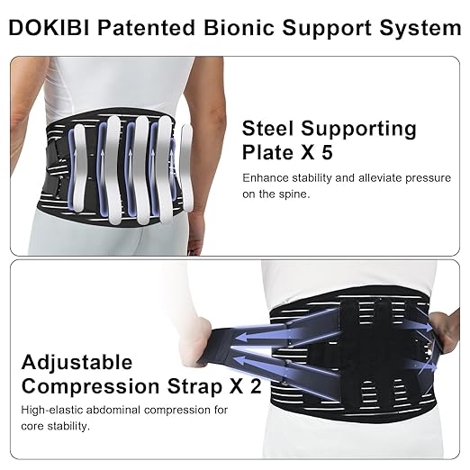 Back Brace for Lower Back Pain Relief with Bionic Support System,Lumbar Support Belt for Men Women,Breathable Mesh with 3D Lumbar Pad for Herniated Disc, Sciatica, Scoliosis(Black，M)