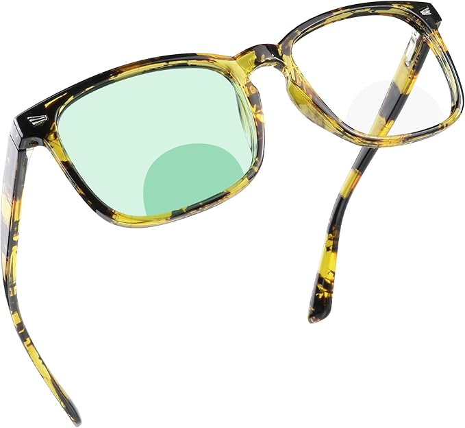 YEIN Bifocal Reading Glasses with Blue Light Blocking Lenses, Bifocal Reader for Women and Men, Vintage Square frame with Spring Hinge (+0.75/+3.50 magnification)