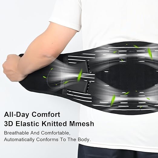 Back Brace for Lower Back Pain Relief with Bionic Support System,Lumbar Support Belt for Men Women,Breathable Mesh with 3D Lumbar Pad for Herniated Disc, Sciatica, Scoliosis(Black，XL)