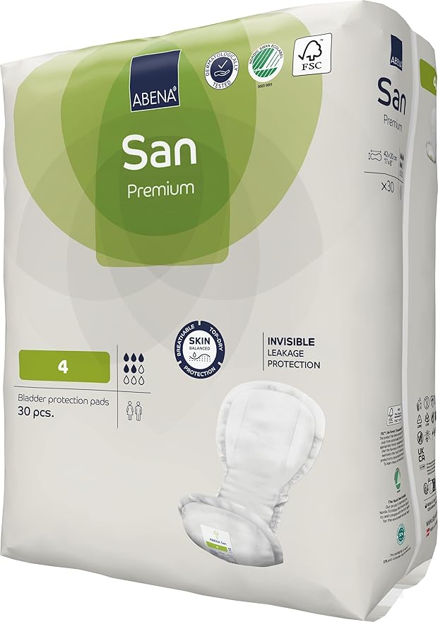 Abena San Premium Incontinence Pads, Moderate Absorbency, (Sizes 4 to 7), Size 4, 270 Count