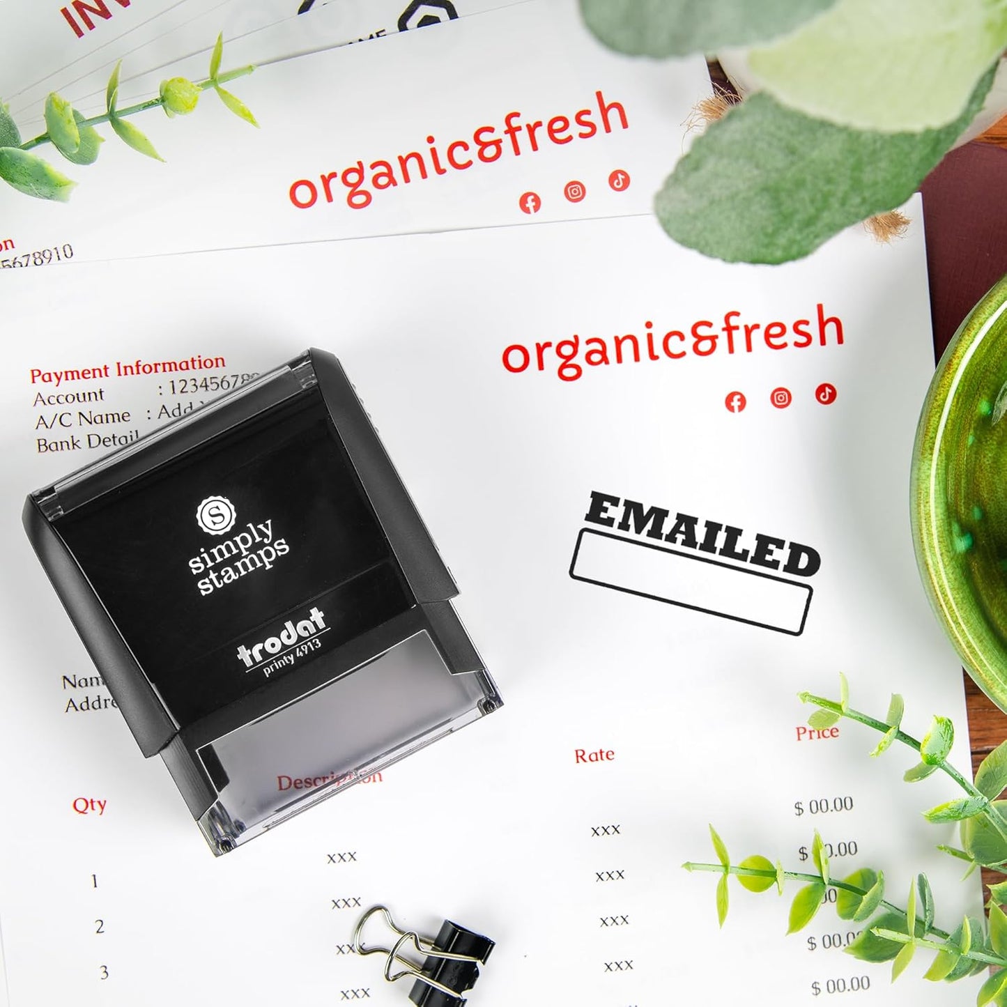 Emailed Office Stamp | 4 Different Sizes | 20 Designs | Multiple Color Options | Perfect for Quick Validation of Office Documents (Emailed, Large)