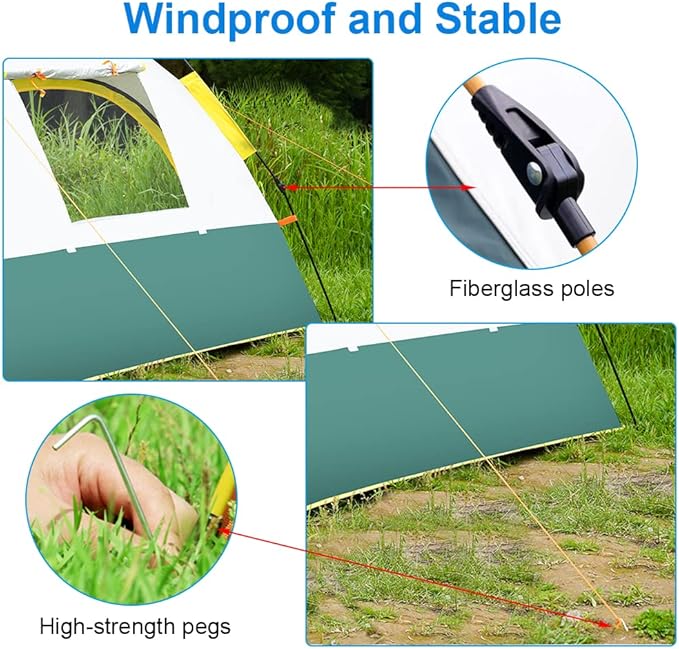 axGear Camping Tent Waterproof Windproof Dome Hiking Tent 2 to 4 People Family