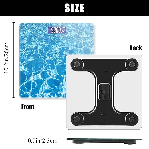 Weight Scale Digital Bathroom Scale Scale for Body Weight 400 lbs Personalized Digital Scale with Backlit Display Easy Read(Battery Not Included) - Blue Water Ripple