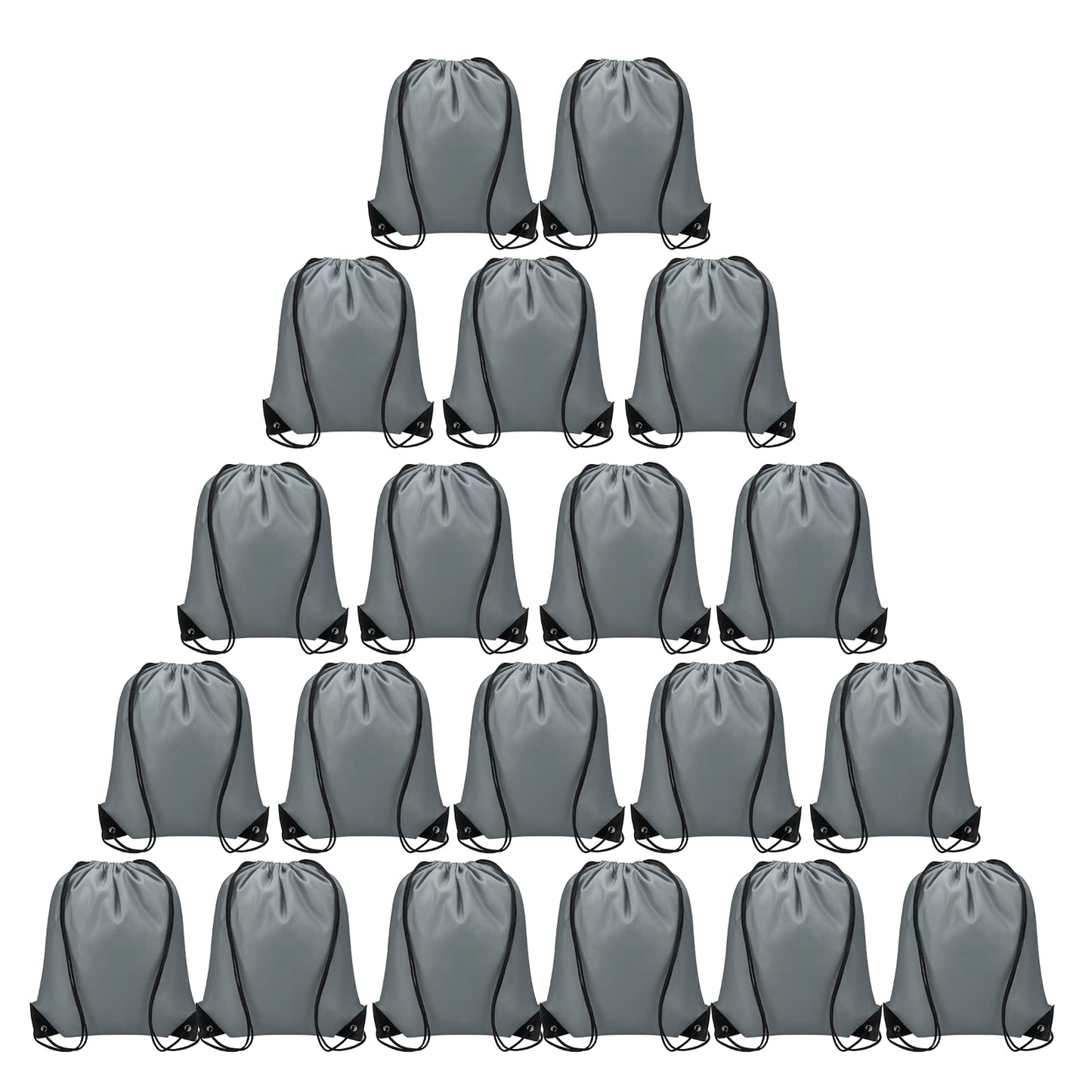 Vorspack Drawstring Backpacks Bulk 20 Pieces String Bags Customized Bags for Party Gym Sport Trip - Grey
