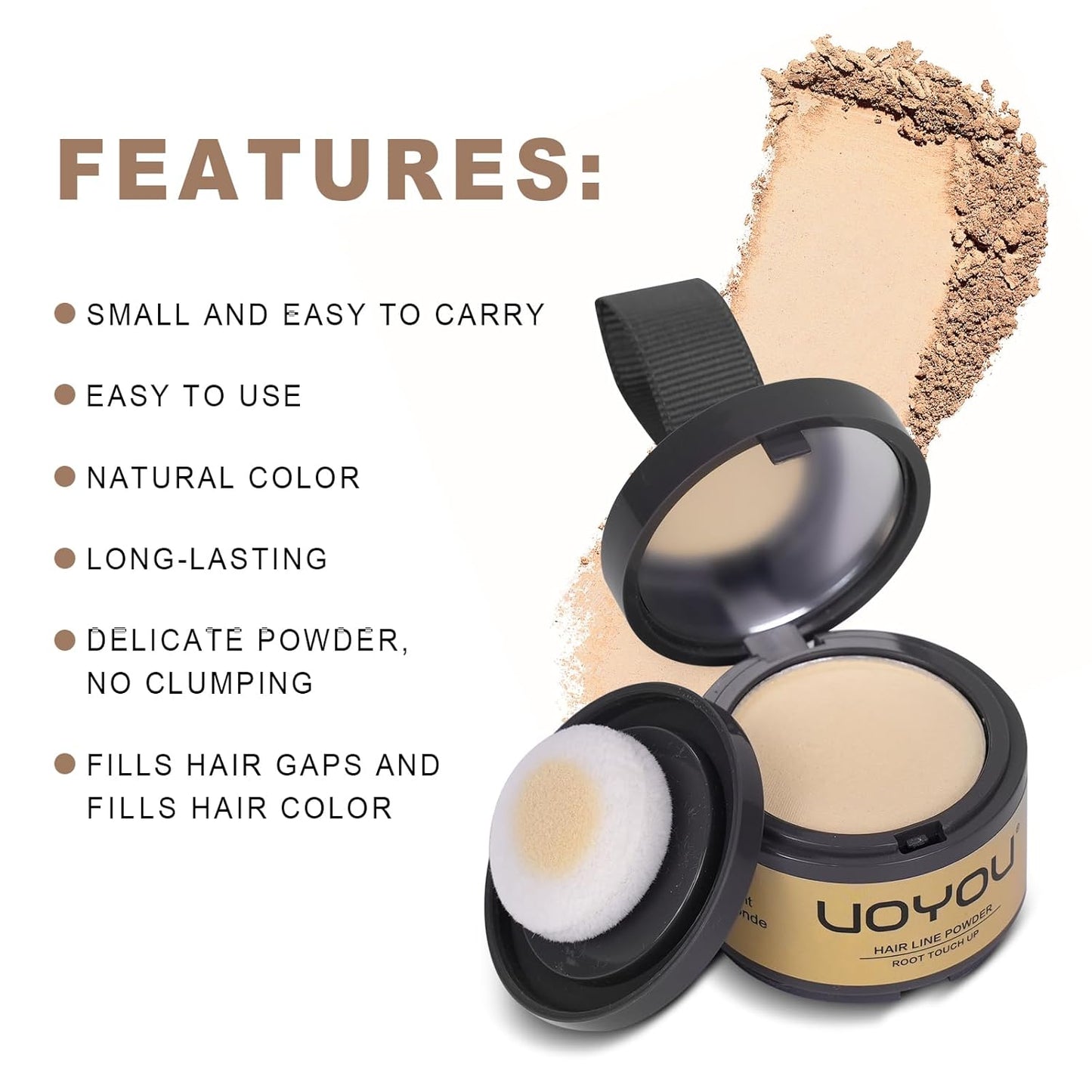 Root Touch Up Powder Instantly Conceals Hair Loss, Gray Root Cover Up Powder, Water & Sweat Resistant Hair Powder for Thinning Hair Men & Women, Includes Brush (Medium Blonde, 4g Bottle with Brush)