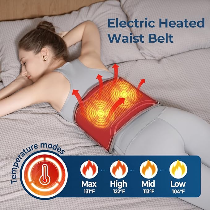Heating pad for Back Pain Relief, 60” Large Portable Lower Back Massager with 3 Vibration and 4 Heat, Heated Back Brace Gifts for Family Men Women