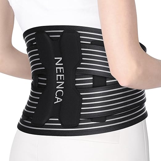 NEENCA Back Brace for Lower Back Pain Relief - Ergonomic Lumbar Support with Removable Steel Stays, Breathable Back Support Brace for Posture Correction, Sciatica, Herniated Disc, Scoliosis, Office Work, Lifting, Exercise (Black, XX-Large)