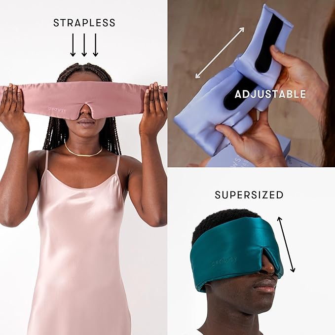 DROWSY Silk Sleep Mask. Face-Hugging, Padded Silk Cocoon for Luxury Sleep in Total Darkness. (Dusty Gold)