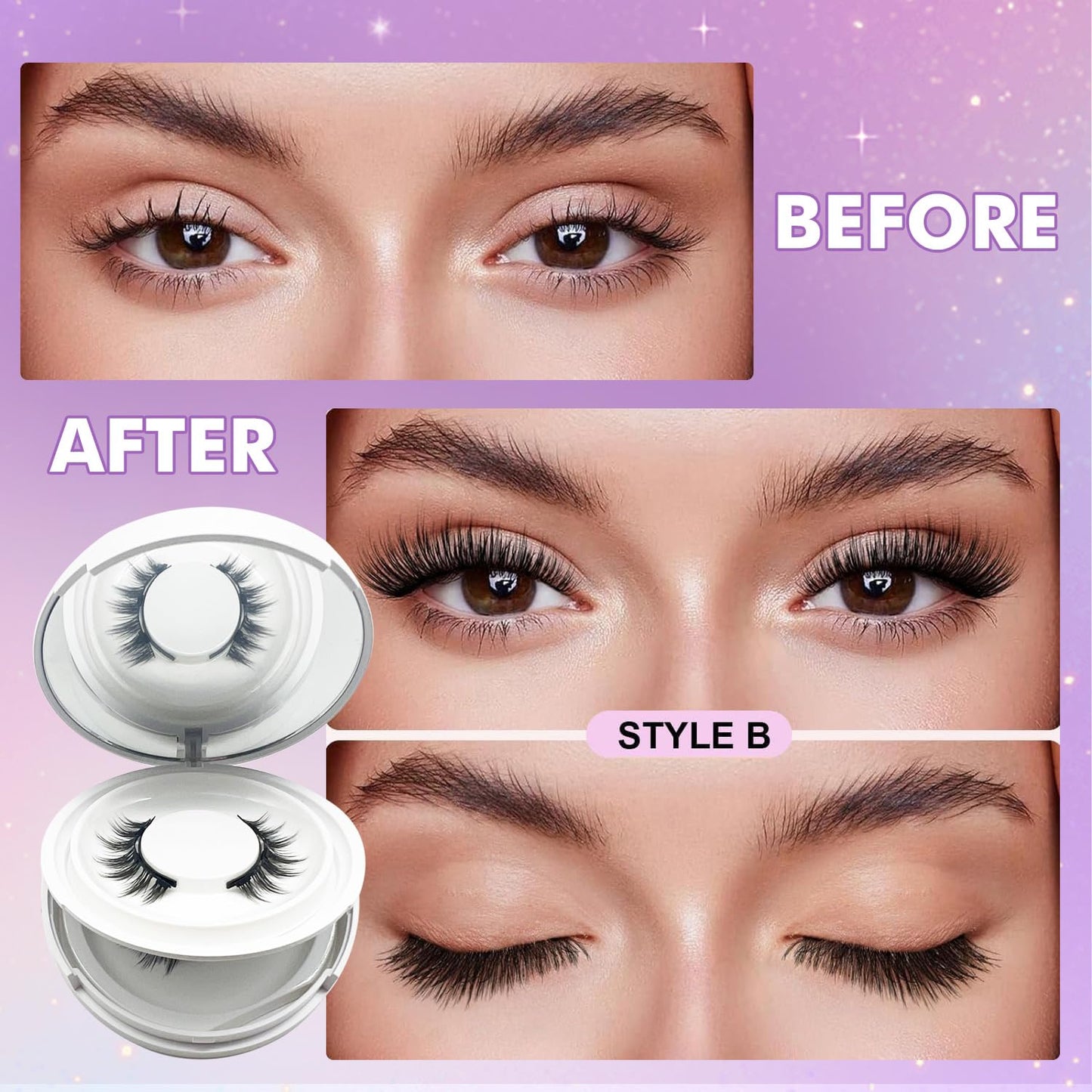 Elara Craft Magnetic Eyelashes with Applicator, Magnetic Eyelashes Natural Look,Reusable Magnet Lashes No Glue Needed Soft Lashes Kit(Simple)
