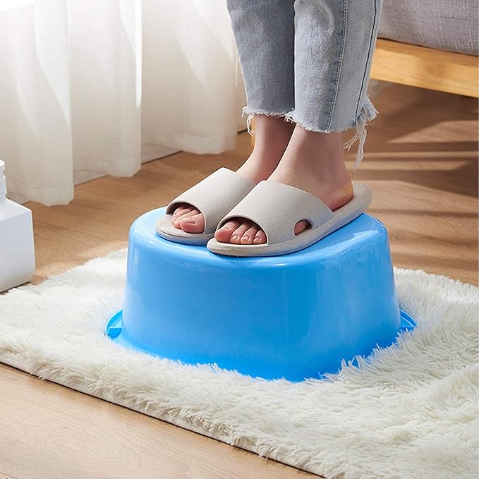 Foot Soaking Bath Basin: Plastic Foot Spa Basin for Soaking Feet - Foot Soaking Tub with Massage Dots - Roomy Foot Soak Bucket for Water Spa and Foot Massage (White)