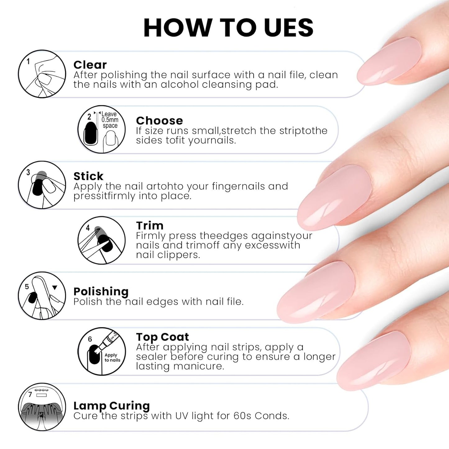 Semi Cured Gel Nail Strips | Built-In Gel Top Coat | UV Light Required | Salon Quality, Easy Application And Removal (Pink Sparkle)