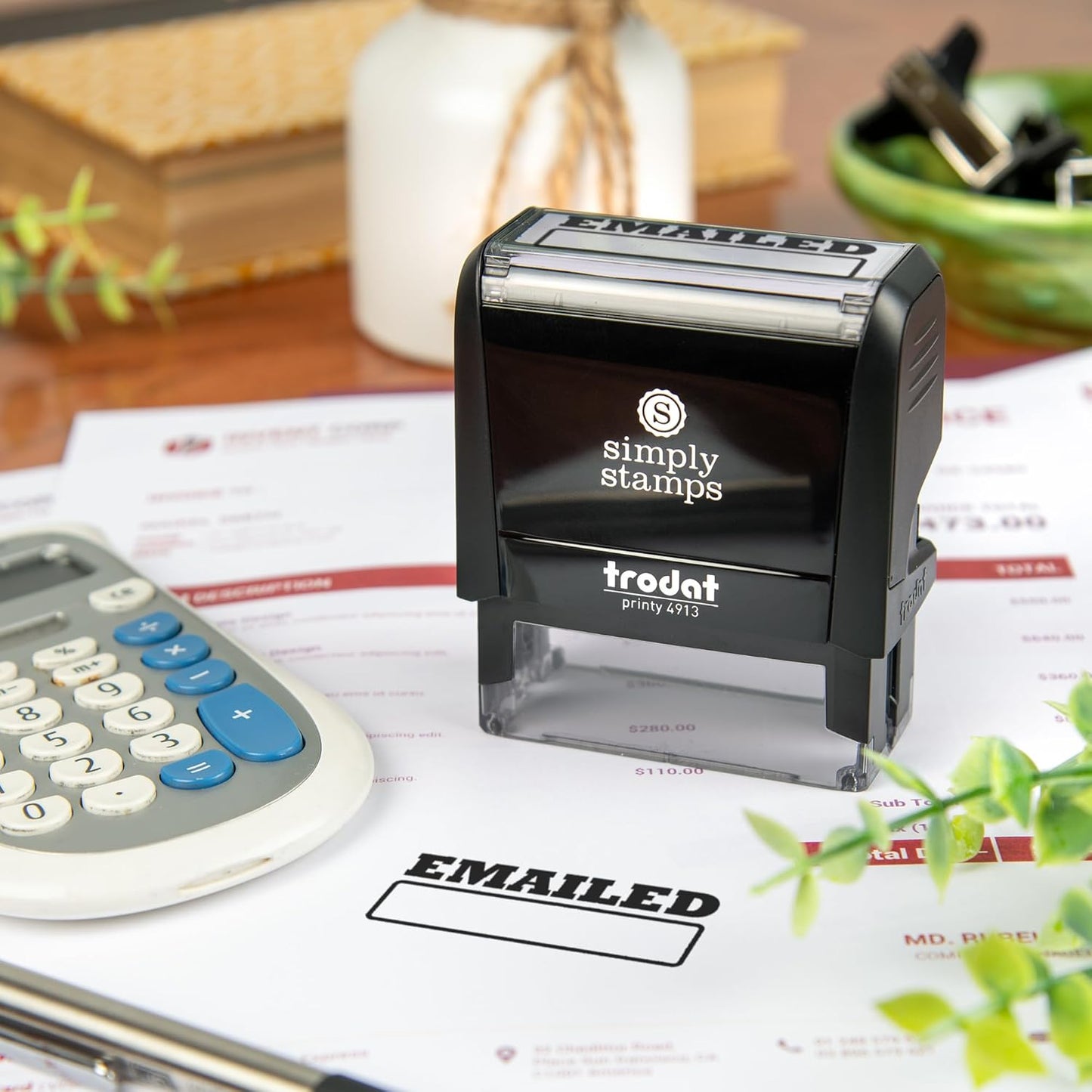 Emailed Office Stamp | 4 Different Sizes | 20 Designs | Multiple Color Options | Perfect for Quick Validation of Office Documents (Emailed, Large)