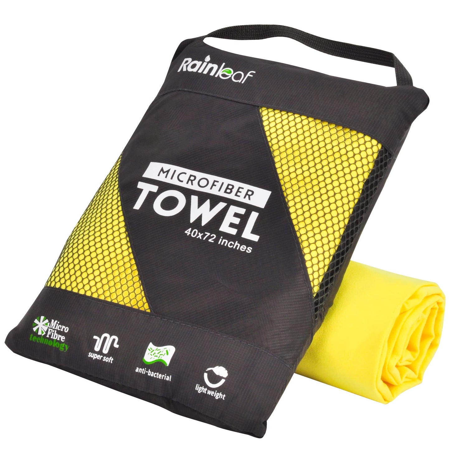 Rainleaf Microfiber Towel Perfect Travel & Gym & Camping Towel. Quick Dry - Super Absorbent - Ultra Compact - Lightweight. Suitable for Trip, Beach, Shower, Backpacking, Pool