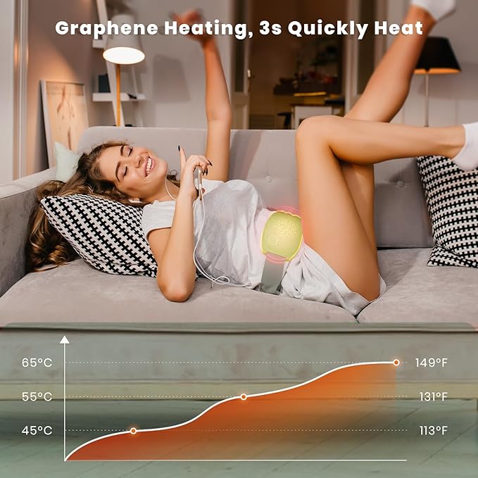 Portable Heating Pad for Cramps and Back Pain, Menstrual Cramp Relief Wearable Heating Pad for Women and Girls, Wireless Heating Pads with 3 Temperature Setting & Battery Powered