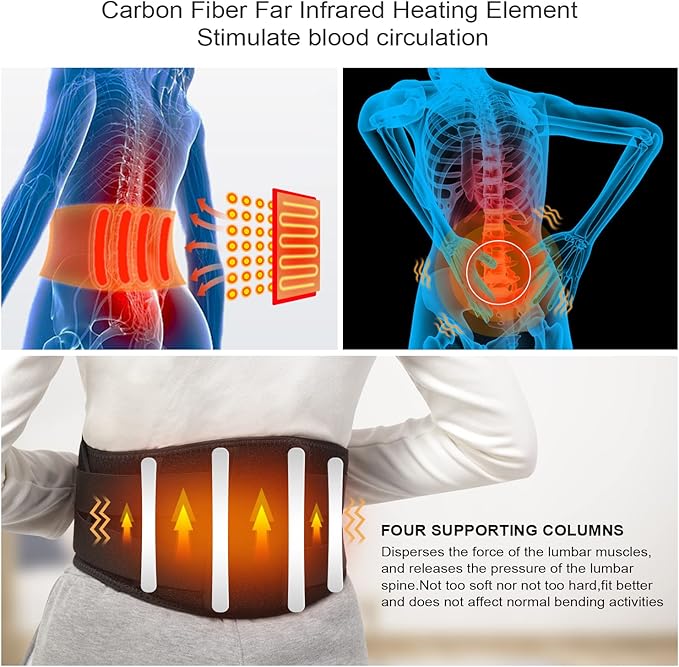 Heating Pad Lower Back Massager Wrap for Back Pain Relief, Heated Waist Belt with Vibration Massage 7.4V 4400mah Battery Heat Therapy, for Lower Back Lumbar Waist Abdominal Stomach Spine (Small)