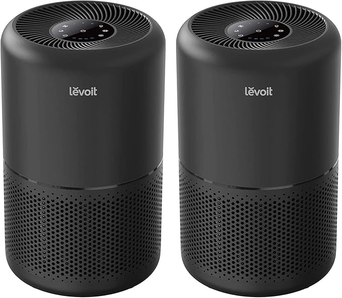 LEVOIT Air Purifier for Home Allergies Pets Hair in Bedroom, Covers Up to 1074 ft² by 56W High Torque Motor, 3-in-1 Filter, Sleep Mode, Remove Dust Smoke Pollutants Odor, Core 300-P, Black, 2 Pack