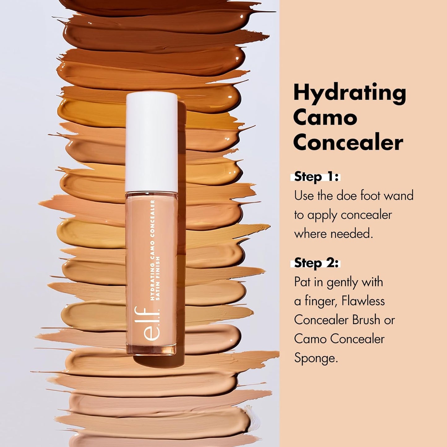 e.l.f. Hydrating Camo Concealer, Covers Blemishes & Under-Eye Circles, Full-Coverage & Delivers A Satin Finish, Vegan & Cruelty-Free, Deep Caramel