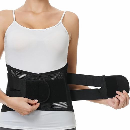 NeoTech Care Adjustable Double Pull Lumbar Brace/Lower Back Belt (Black, Size XL)