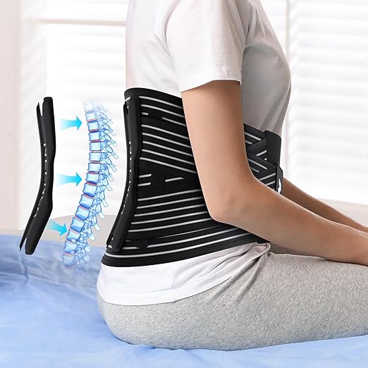 NEENCA Back Brace for Lower Back Pain Relief - Ergonomic Lumbar Support with Removable Steel Stays, Breathable Back Support Brace for Posture Correction, Sciatica, Herniated Disc, Scoliosis, Office Work, Lifting, Exercise (Black, XX-Large)