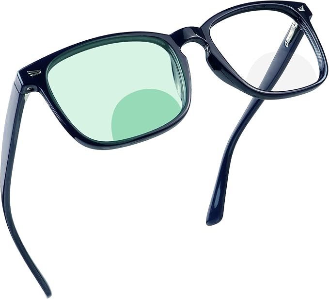 YEIN Bifocal Reading Glasses with Blue Light Blocking Lenses, Bifocal Reader for Women and Men, Vintage Square frame with Spring Hinge (+0.00/+1.75 magnification)