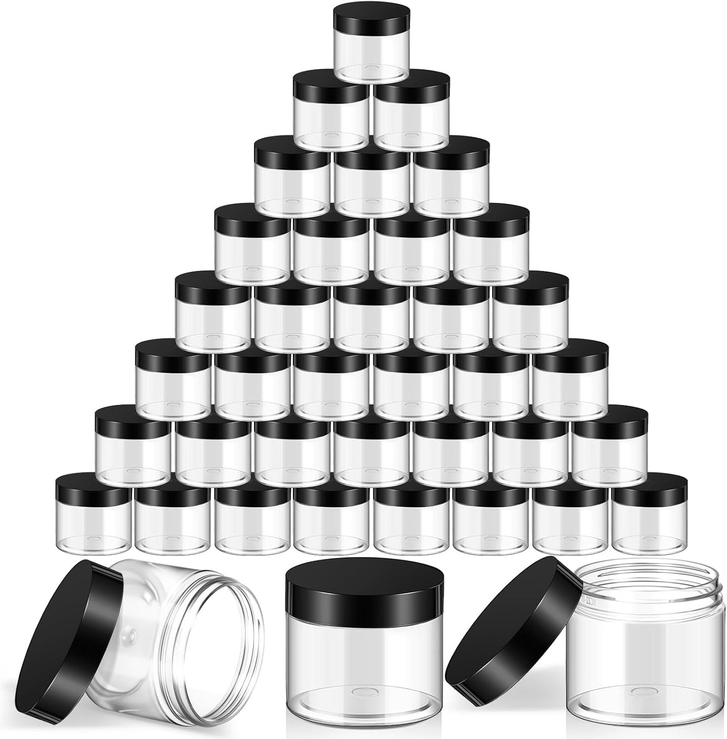 SATINIOR 36 Pieces 0.17 oz Plastic Jars with Lids Wide Mouth Airtight Reusable Container Acrylic Cosmetic Small Jars for Lotions Ointments Travel Toiletries Creams Make up Storage(Black)