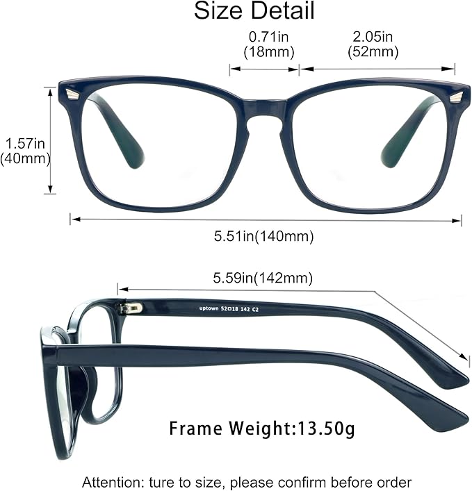 YEIN Bifocal Reading Glasses with Blue Light Blocking Lenses, Bifocal Reader for Women and Men, Vintage Square frame with Spring Hinge (+0.00/+1.75 magnification)