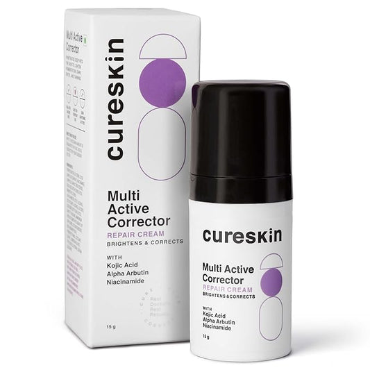 Cureskin Multi-Active Corrector Kojic Acid Face Cream | Kojic Acid, Alpha Arbutin & Niacinamide | For Uneven Skin Tone, Dullness & Visible Spots, 0.53 Ounce (Pack of 1)