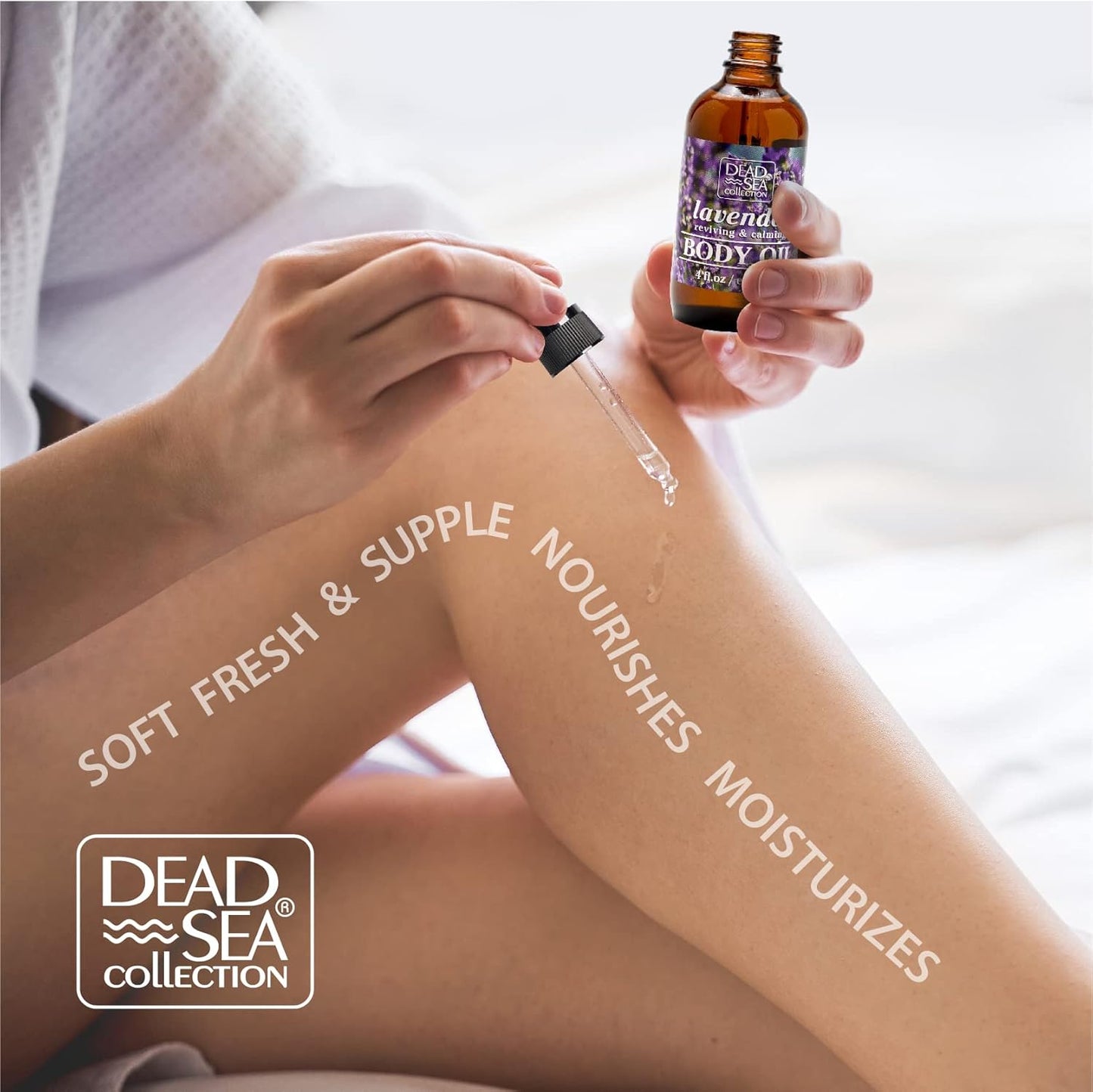 Dead Sea Collection Body Oil with Lavender-Dry Skin Moisturizer and Hydrating Massage Oil-Nourishing Bath Oil-Increase Skin Elasticity and Provide Anti-Aging(4 fl.oz)