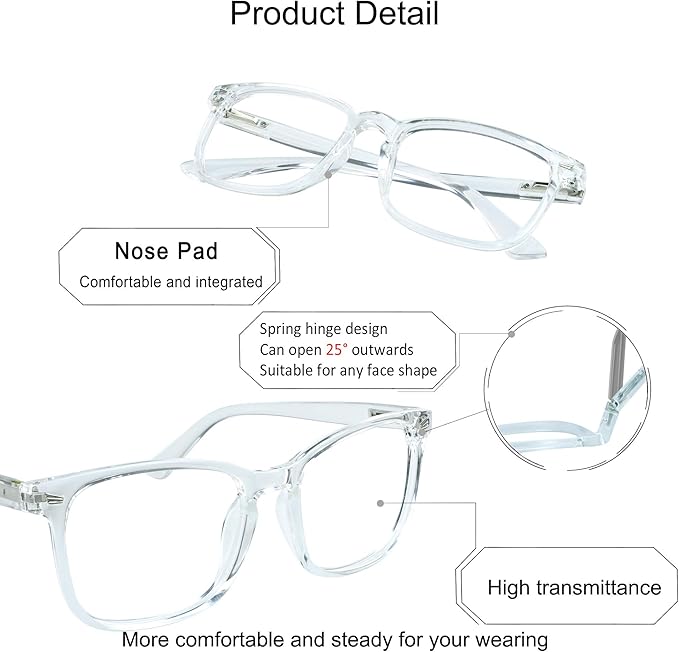 YEIN Bifocal Reading Glasses with Blue Light Blocking Lenses, Bifocal Reader for Women and Men, Vintage Square frame with Spring Hinge (+0.50/+3.00 magnification)