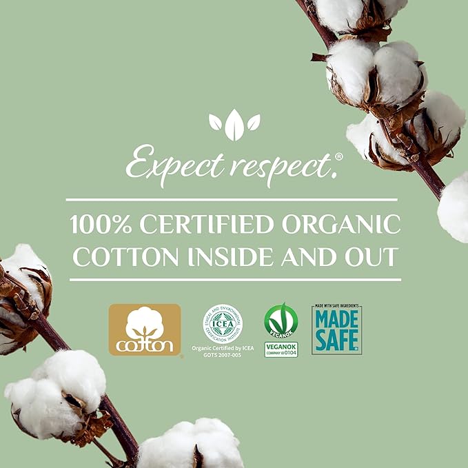 Organyc Certified Organic Cotton Liners for Incontinence, Certified Odor Control, Free from Perfumes, Dyes, Plastics, and Chemicals, Ultra-Thin, 96 Count