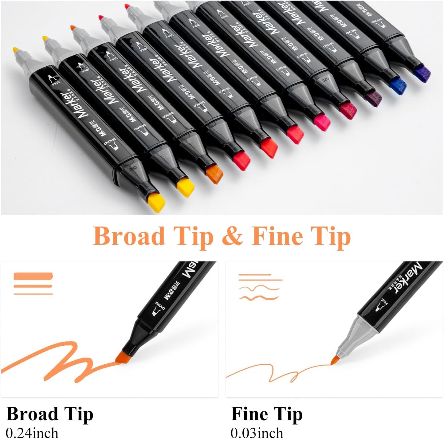 M&G 40 Colors Dual Tip Alcohol Markers, Dual Tip Art Sketch Marker for Adult Coloring Books, Doodling, Drawing Pens Permanent Markers for Mothers Day Gift,Chisel & Fine Tip