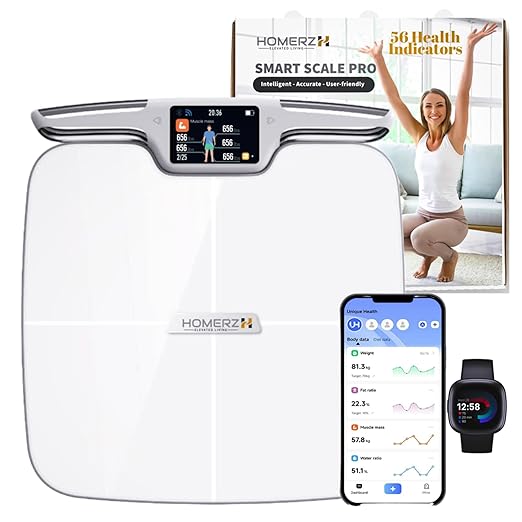 Smart Scale Pro - 8 Electrodes Weight Scale, 56 Body Metrics, FSA/HSA Eligible, Dual Frequency Digital BMI & Body Fat Analyzer, WiFi/Bluetooth Smart Scale with App – Large Display (White)