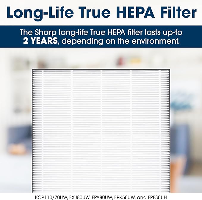 SHARP Air Purifier For Small-Sized Rooms, Home Office, Or Small Bedroom. True HEPA Filter For Dust, Smoke, Pollen, And Pet Dander May Last Up-To 2 Years. FPF30UH.