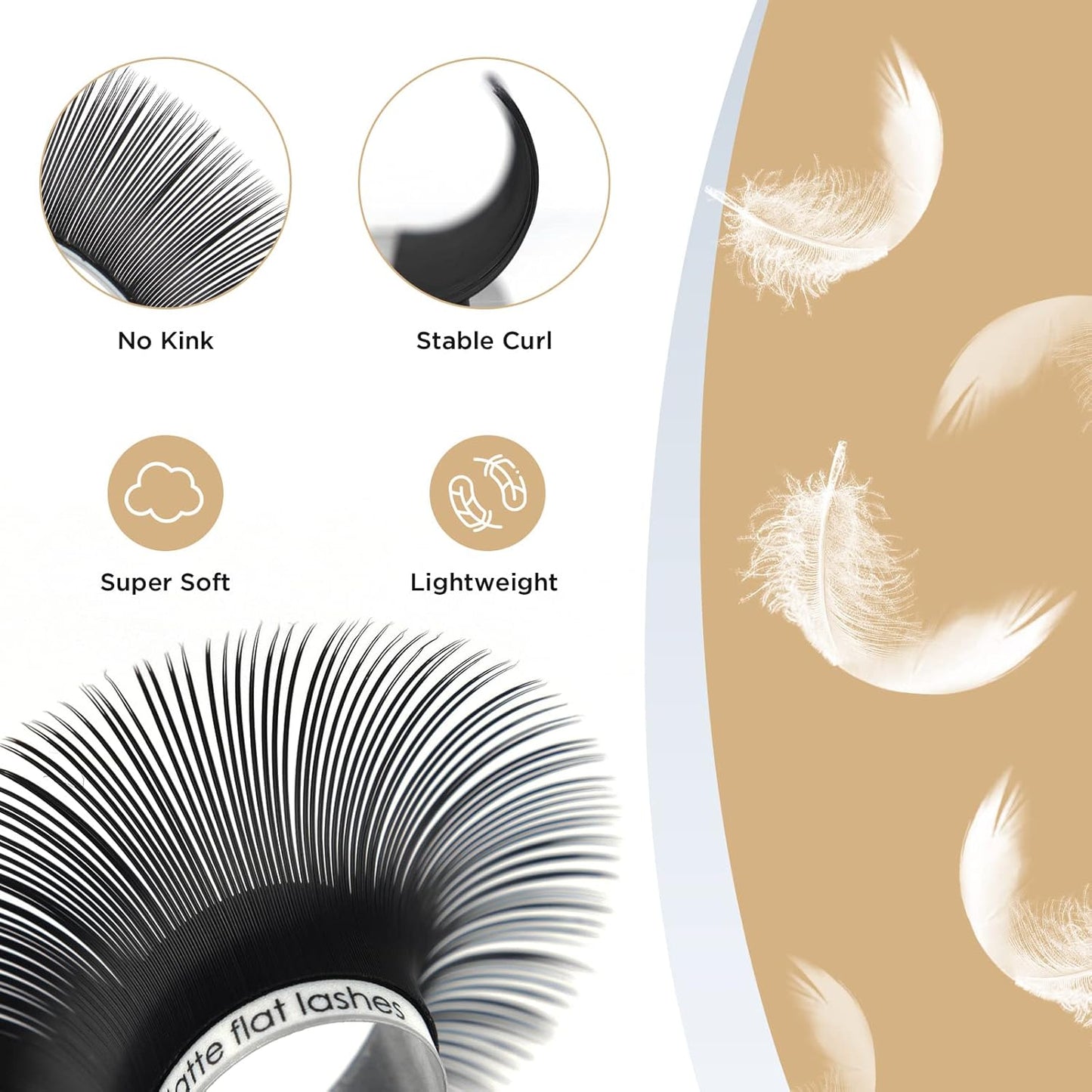 LASHVIEW Eyelash Extensions,Ellipse Flat Eyelash Extensions 0.15mm C Curl 8mm, Black,Individual Lashes,Super Matte Extremely Soft Professional Salon Use