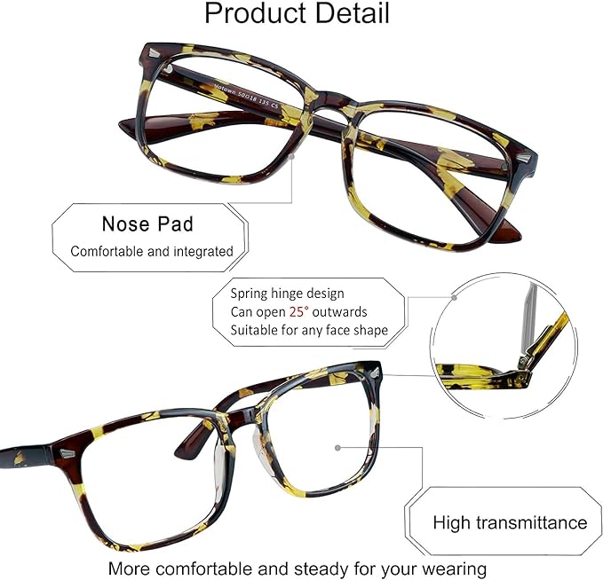 YEIN Bifocal Reading Glasses with Blue Light Blocking Lenses, Bifocal Reader for Women and Men, Vintage Square frame with Spring Hinge (+0.75/+3.50 magnification)