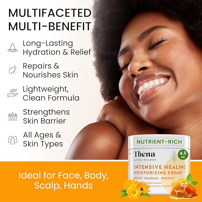 25-in-1 Healing Moisturizing Cream Dry Irritated Itchy Skin Relief - Soothes Nourishes Body Scalp Hands, Natural Moisturizer for Eczema Psoriasis Dermatitis, Adults Kids