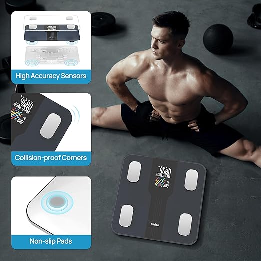 Scale for Body Weight,High Precision Digital Body Fat Analyzer, VA Large LED Smart Bathroom Scale, with BMI Heart Rate, 15 Body Composition, Sync Fitness App, Maximum Measuring Range 400lb