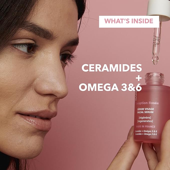 RARE Paris - Exception Rosée - Regenerating Facial Serum - Hydrating & Brightening - With Ceramides & Omega-3 & 6 - Brightening, Firming & Revitalizing - Multi-Active Serum Formula - 1oz