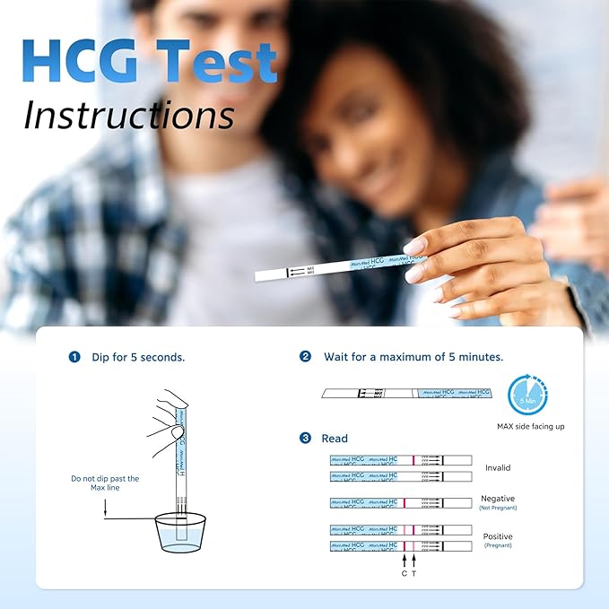 MomMed Pregnancy Test, 25 HCG Pregnancy Test Strips for Early Detection, Over 99% Accurate, 25 Free Urine Cups, Bulk Pregnancy Tests for Home Use, Pruebas de Embarazo