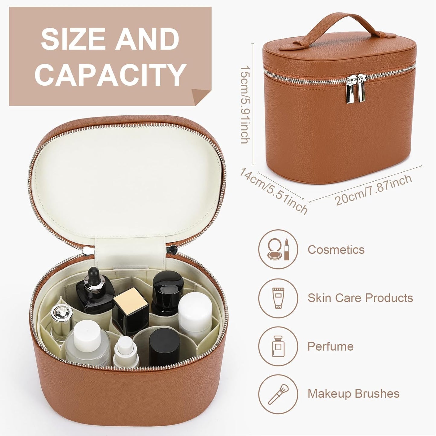 YFGBCX Makeup Bag Vanity Case with Removable Divider Travel Toiletry Bag Portable Cosmetic Bag Makeup Organizer Case