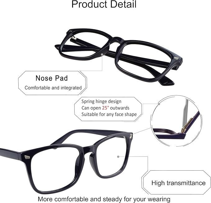 YEIN Bifocal Reading Glasses with Blue Light Blocking Lenses, Bifocal Reader for Women and Men, Vintage Square frame with Spring Hinge (+0.00/+1.75 magnification)
