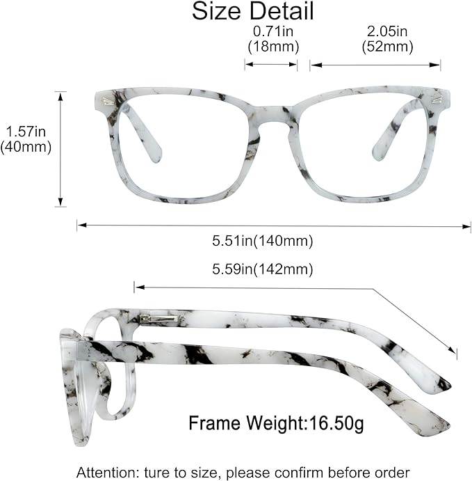 YEIN Bifocal Reading Glasses with Blue Light Blocking Lenses, Bifocal Reader for Women and Men, Vintage Square frame with Spring Hinge (+0.50/+2.50 magnification)