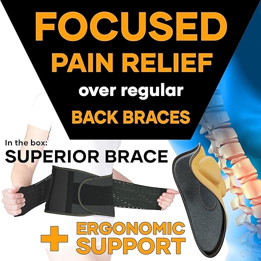 PLUS Lower Back Brace for Lifting at Work with Ergonomic Dimensional Lumbar Pad - Back Support Belt for Pain Relief for Men and Women - Medical Grade Orthopedic Waist Compression (Small)