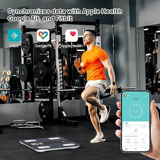 Scale for Body Weight,High Precision Digital Body Fat Analyzer, VA Large LED Smart Bathroom Scale, with BMI Heart Rate, 15 Body Composition, Sync Fitness App, Maximum Measuring Range 400lb