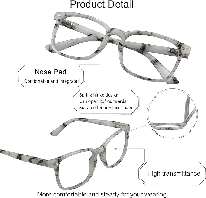 YEIN Bifocal Reading Glasses with Blue Light Blocking Lenses, Bifocal Reader for Women and Men, Vintage Square frame with Spring Hinge (+0.50/+2.50 magnification)