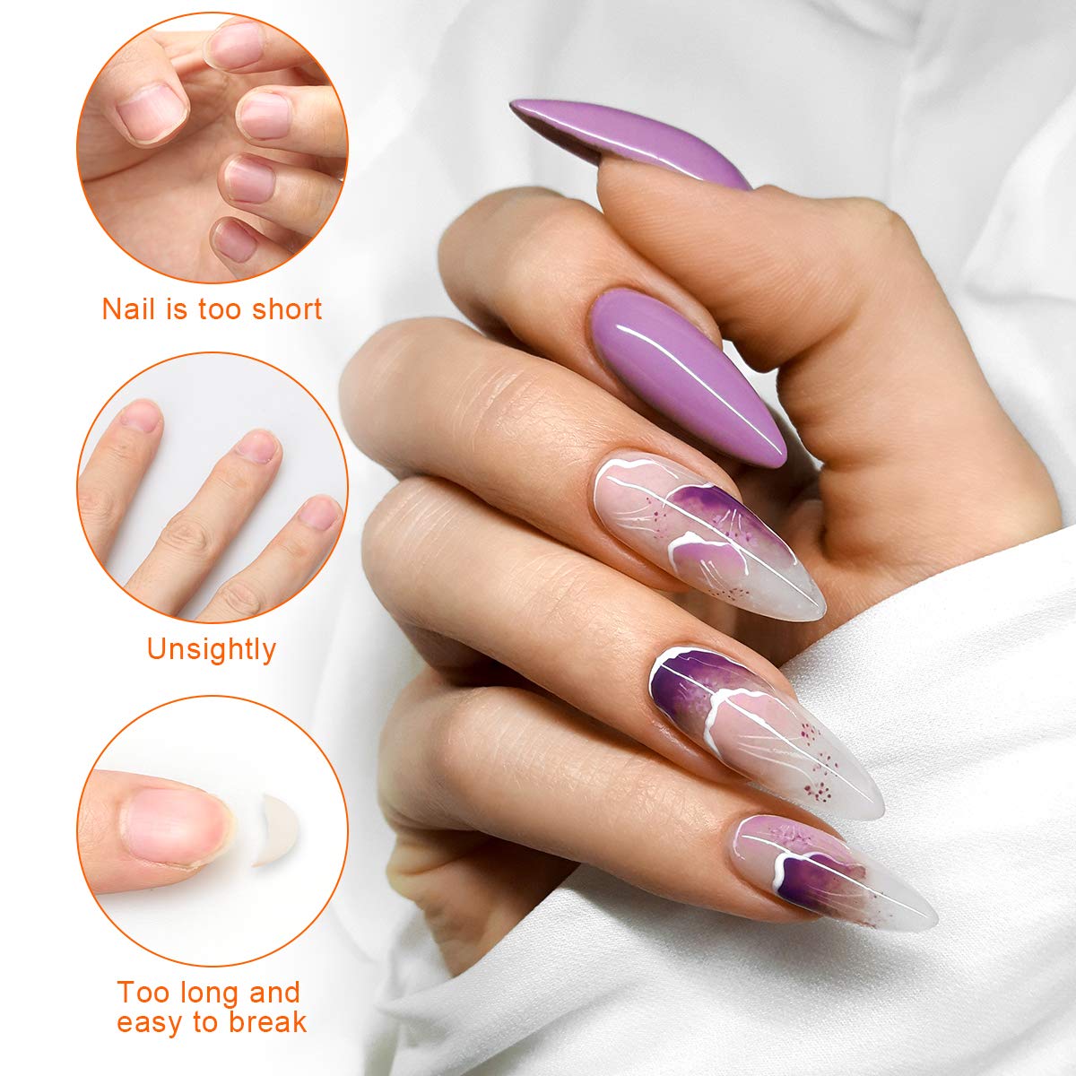 200 PCS Nail Forms for Builder Gel, AHIER Self-adhesive Nail Extension Forms for DIY at Home Professional Nails Art Supplies