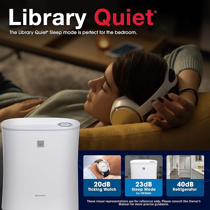 SHARP Air Purifier For Small-Sized Rooms, Home Office, Or Small Bedroom. True HEPA Filter For Dust, Smoke, Pollen, And Pet Dander May Last Up-To 2 Years. FPF30UH.