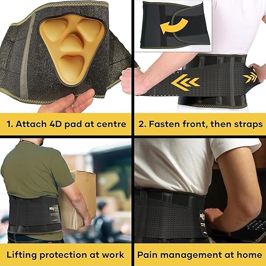 PLUS Lower Back Brace for Lifting at Work with Ergonomic Dimensional Lumbar Pad - Back Support Belt for Pain Relief for Men and Women - Medical Grade Orthopedic Waist Compression (Small)